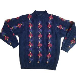 Vintage 3D Novelty Print Mushroom 100 Wool Sweater Size Medium